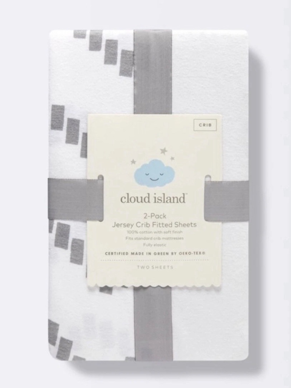 Cloud Island Grey Chevron & White Jersey Crib Fitted Sheets (2-Pack) New